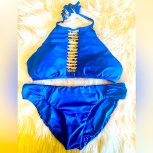 NWOT TRINA TURK 🩷GoRgEOuS🩷 2 Piece Swimsuit/Bikini Royal Blue SIZE 4